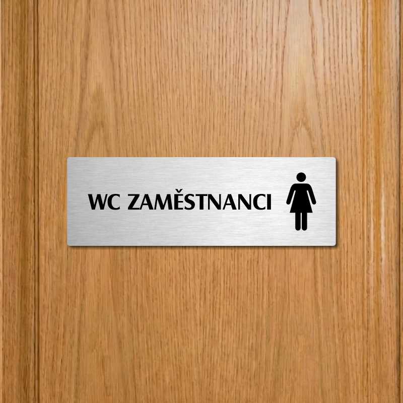 WC zaměstnanci ženy, 240x79mm, zlatá popiska s dvojtým rámečkem
